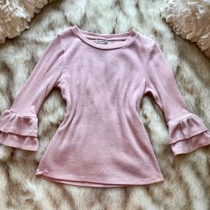 💋Blush Ruffle Sleeve Knit Top